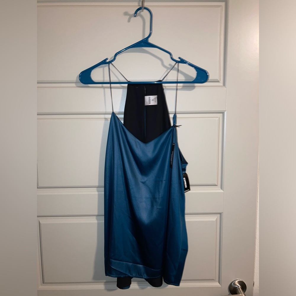 Express Teal Satin Slip Cami
